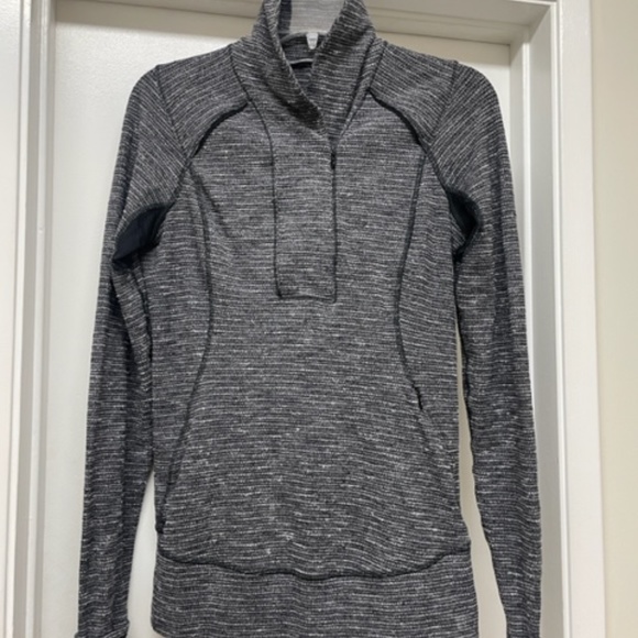 Lululemon Think Fast Pullover Zip Coco Pique Black Cuffins - Picture 3 of 11